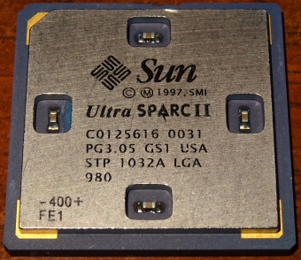 Sun Ultra SPARC II 400 MHz CPU Code-named Sapphire-Black (STP 1032A LGA 980) Ceramic Heat Spreader LGA-787, USA 1999